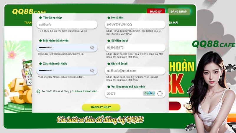 Các bước cơ bản để đăng ký QQ88
