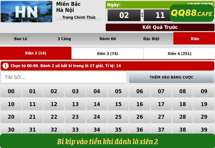 Bí kíp vào tiền khi đánh lô xiên 2